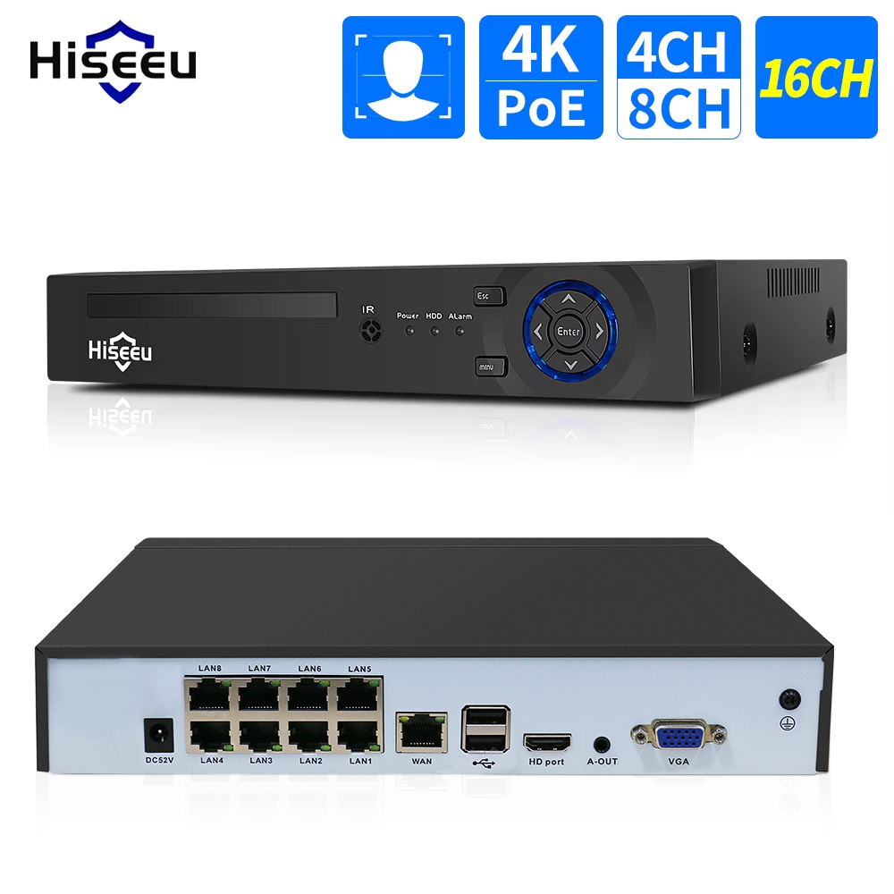 Security Ip Camera - Hiseeu 4ch 10ch 16ch 4k 8mp