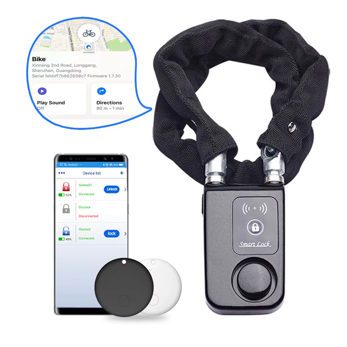 Smart Home Group - Cadeado de Bicicleta com Alarme de