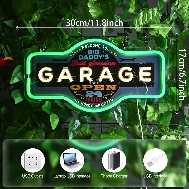 Retro garagem led sinal de néo - Smart Home Poster avaliação e preço