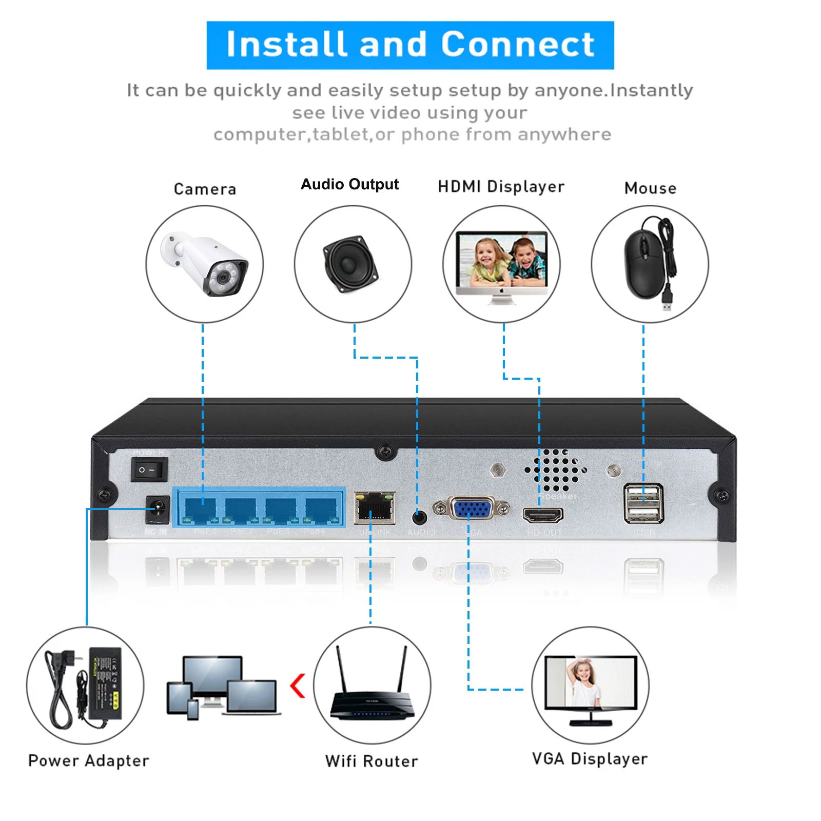 4ch 8ch 48v poe 4k nvr onvif h - Security Ip Camera avaliação e preço