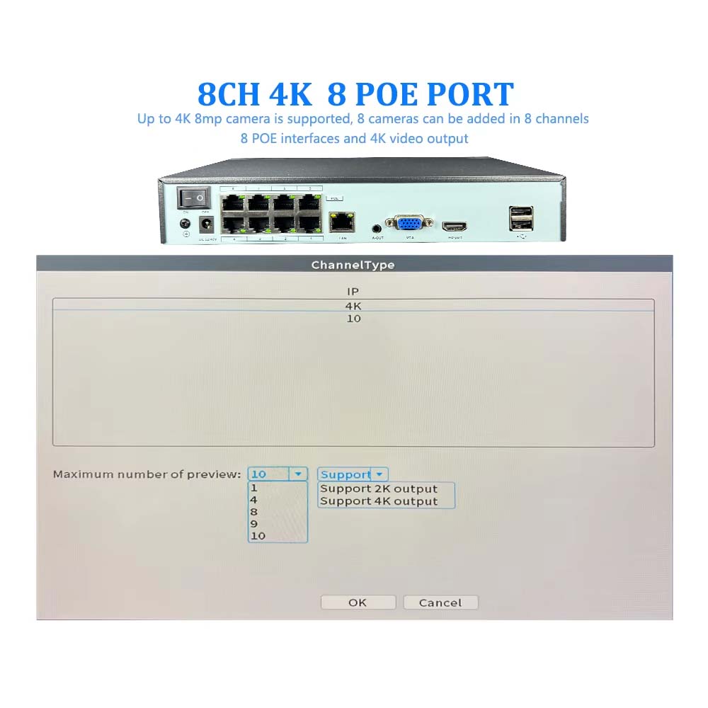 NVR 4K 10CH 4/8 Portas POE par - Security Ip Camera avaliação e preço